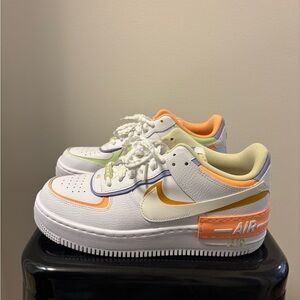 Nike Air Force 1-Shadow White Multi-Color Sneaker Womens Size 9
